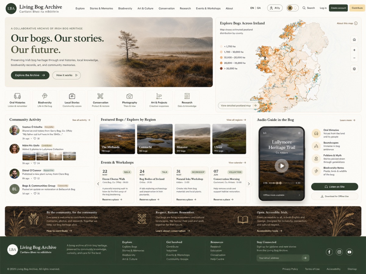 Living Bog Archive homepage, Our bogs. Our stories. Our future.
