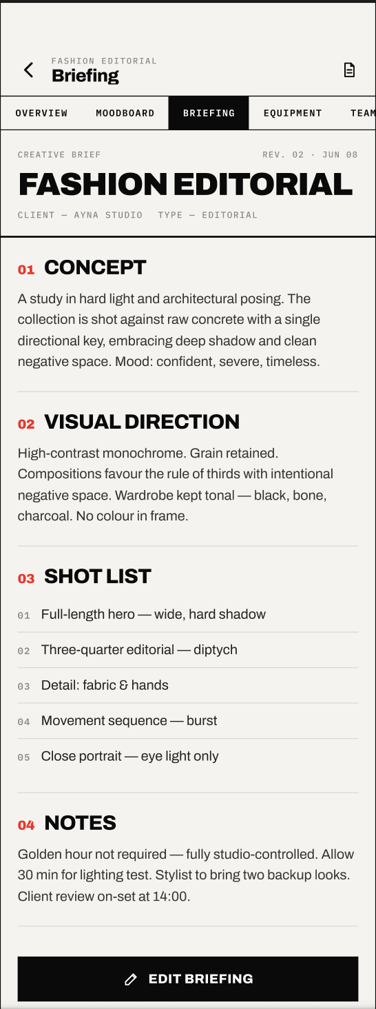 Creative briefing